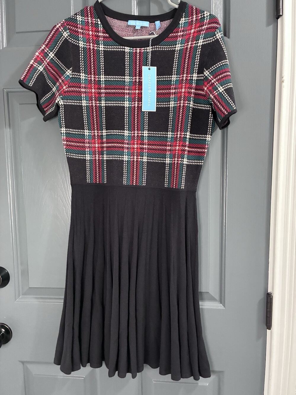 DRAPER JAMES SZ M NWTs PLAID GEORGIA SWEATER DRESS RED/BLACK HOLIDAY FESTIVAL